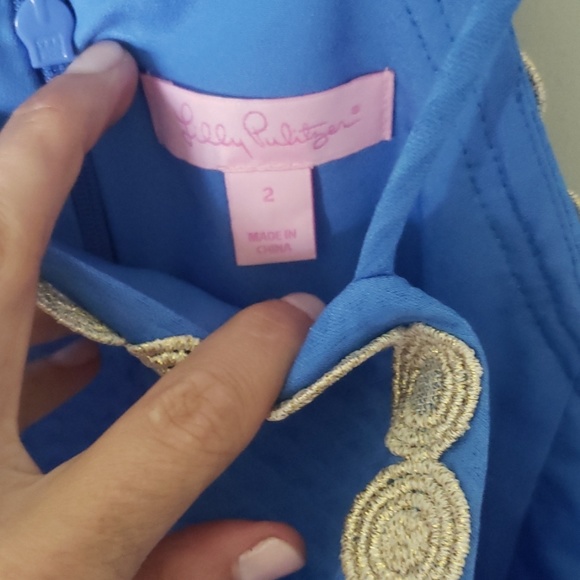 lily pulitzer blue and gold dress - Picture 2 of 4